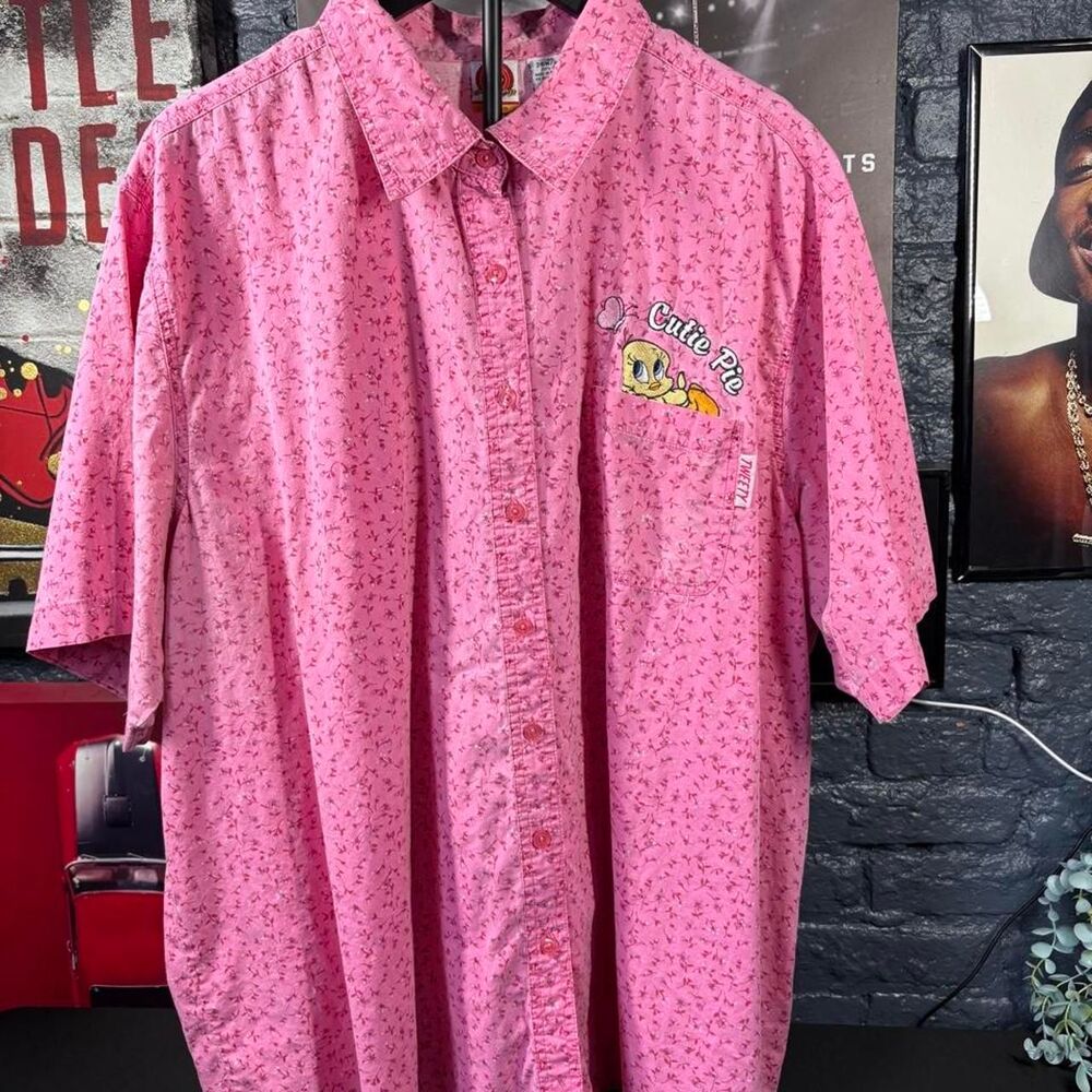 Vintage Y2K Looney Tunes Tweety Bird Cutie Pie Pink Floral - Women’s